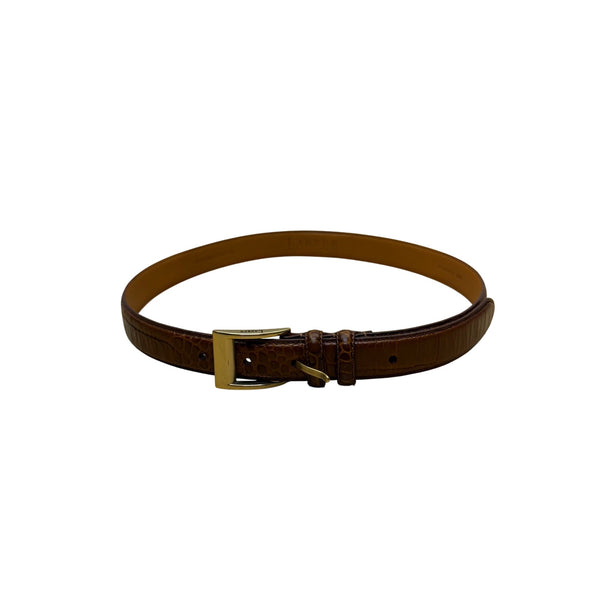 Lauren Ralph Lauren Women's Brown Italian Leather Belt Gold Buckle Small Size