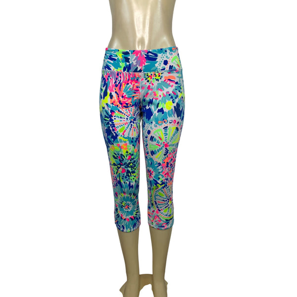 Lilly Pulitzer Luxletic Womens Multicolor Floral Capri Leggings Size XL