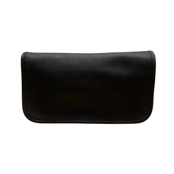 Vintage Coach Original NYC Dark Brown Leather Zip Pocket Kiss Lock pouch Clutch