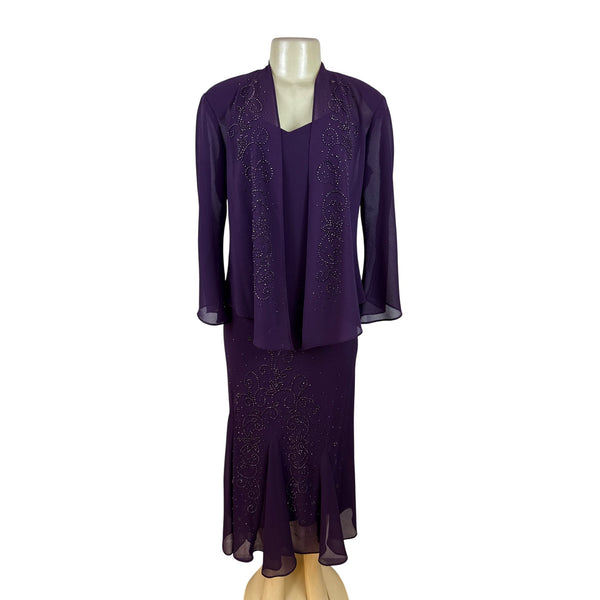 R&M Richard’s Women’s Purple Sleeveless Formal Dress With Matching Jacket Sz 8