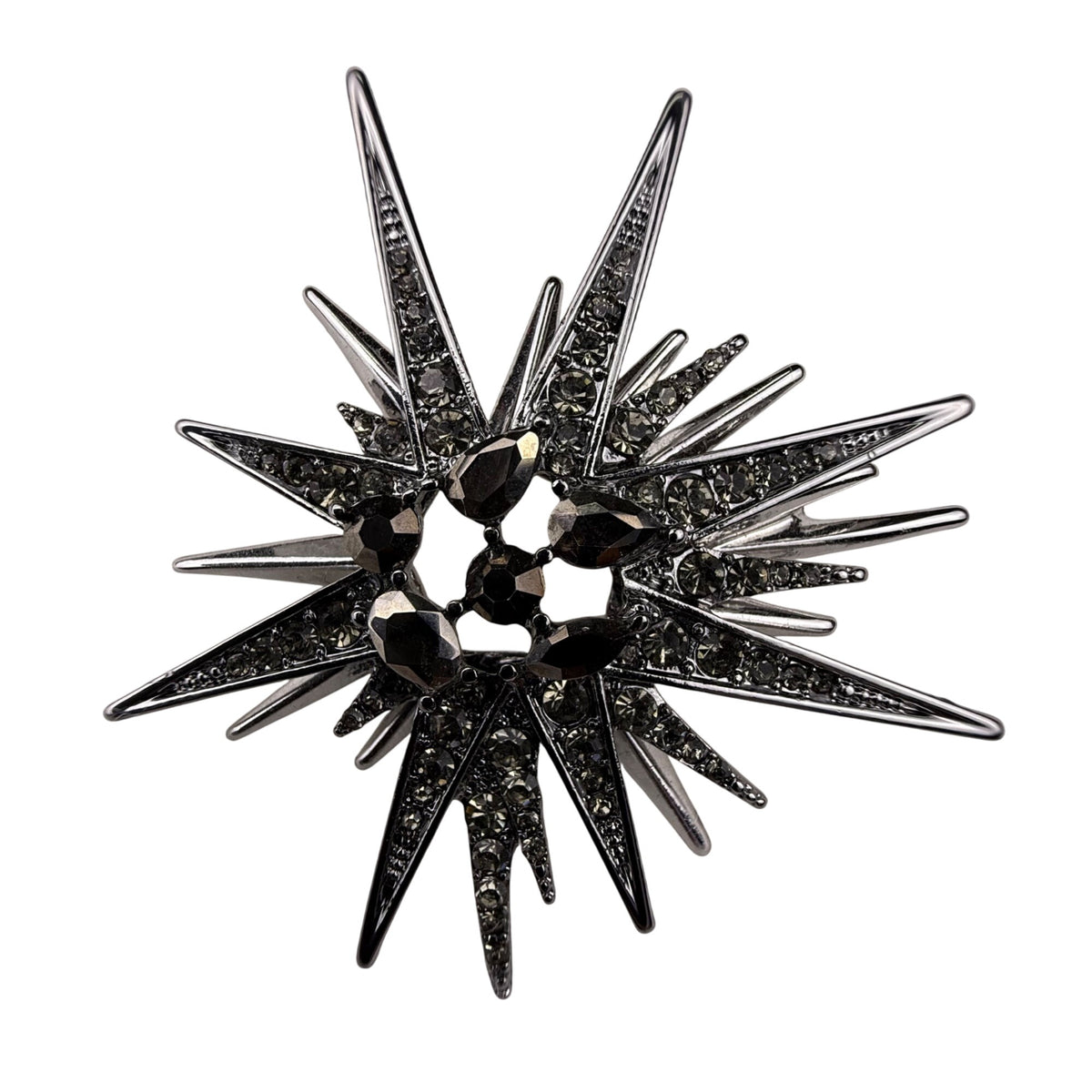 Anne Klein Women's Silver Tone Starburst Rhinestone Brooch Pin Sparkling Design