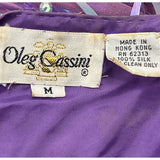 Vintage Oleg Cassini Purple Silk Sequin Beaded Blouse With Short Sleeves Sz M
