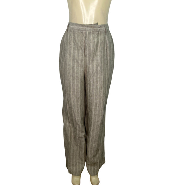 Ellen Tracy Women's Beige Striped 2 Piece Suit With Blazer & Pants Size 16