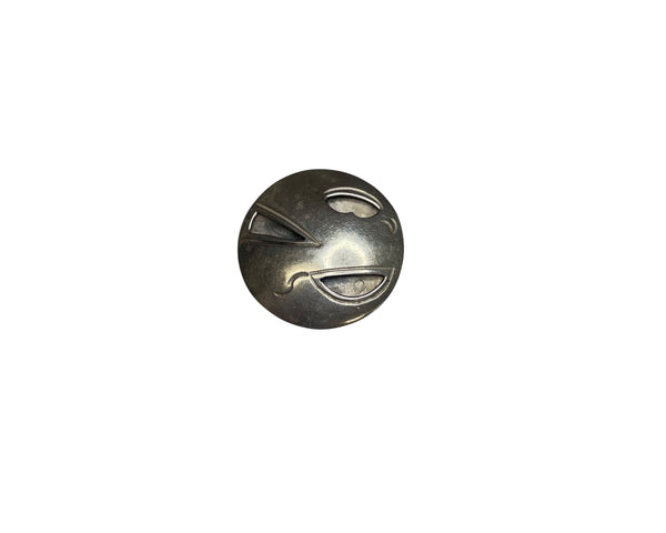 Vintage Unisex Silver Round Abstract Brooch Pin With Cutout Design ~ 1.5 Inches Diameter