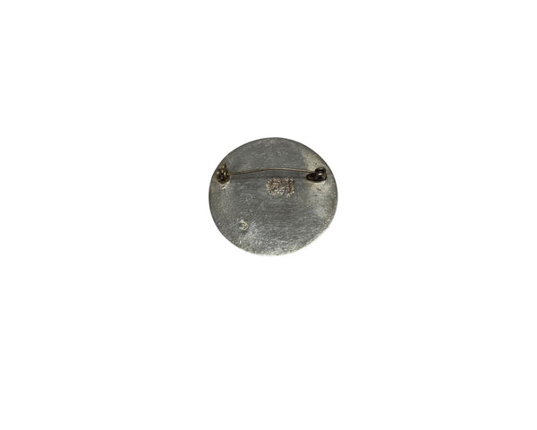 Vintage Unisex Silver Round Abstract Brooch Pin With Cutout Design ~ 1.5 Inches Diameter