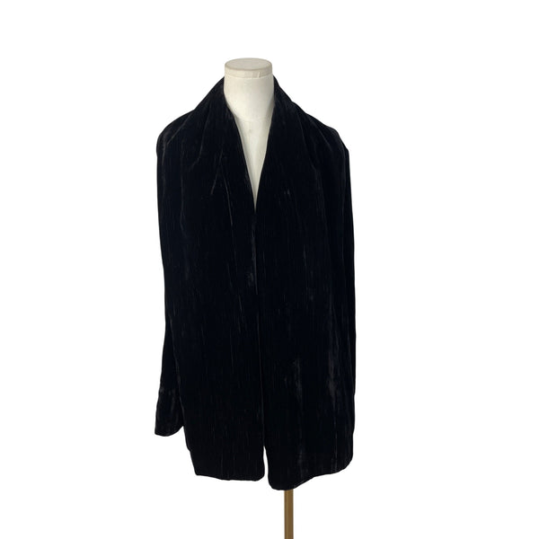 Ellen Tracy Women's Black Velvet Open Front Jacket Elegant Layering Size L