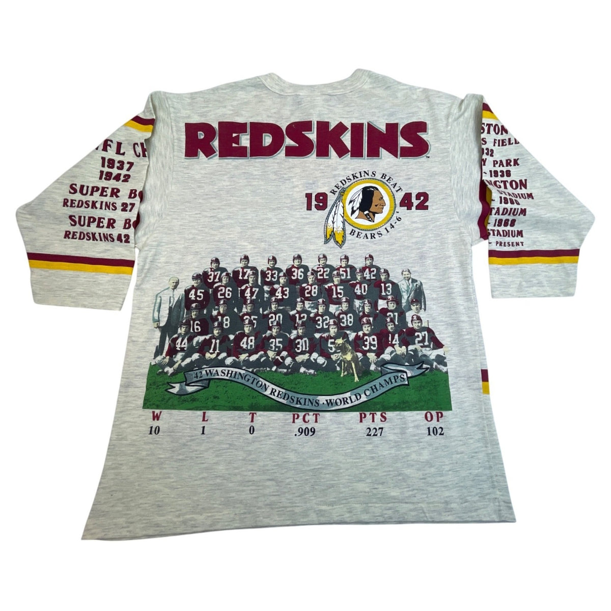 Vintage Long Gone Series Washington Redskins Gray Graphic Tee Shirt Size L