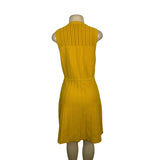 Anne Klein Yellow Sleeveless Textured Knit Dress Cotton Blend Size S