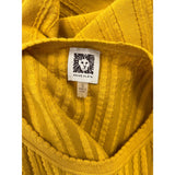 Anne Klein Yellow Sleeveless Textured Knit Dress Cotton Blend Size S
