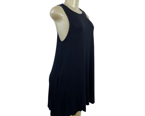 Socialite Black Sleeveless Tank Dress Relaxed Fit Round Neckline Sz M - New