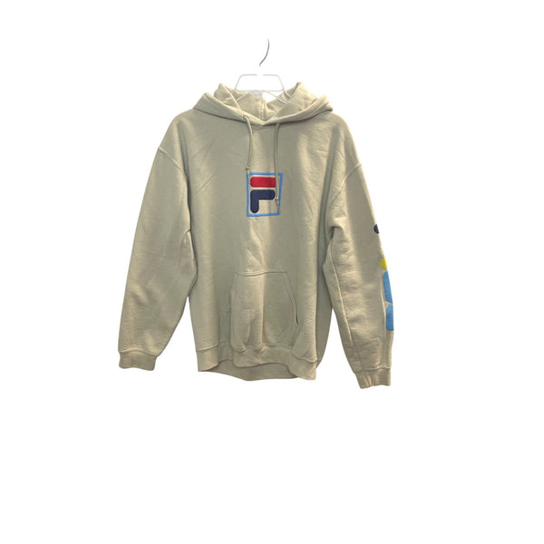 Fila Mens Beige Pullover Hoodie With Logo Graphic Front & Sleeve Pockets Cotton Blend M