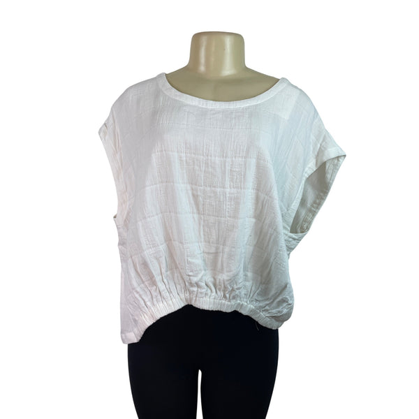 Grade & Gather Women’s White Textured Relaxed Fit Shirt Size L - New