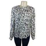 Vintage Fit-Yuel Women’s Black & White Abstract Print Long Sleeve Blouse