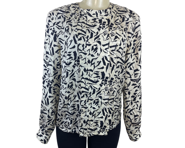 Vintage Fit-Yuel Women’s Black & White Abstract Print Long Sleeve Blouse