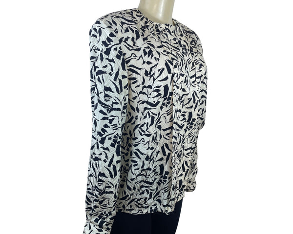 Vintage Fit-Yuel Women’s Black & White Abstract Print Long Sleeve Blouse