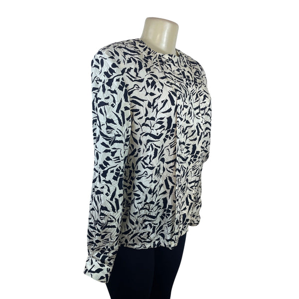 Vintage Fit-Yuel Women’s Black & White Abstract Print Long Sleeve Blouse