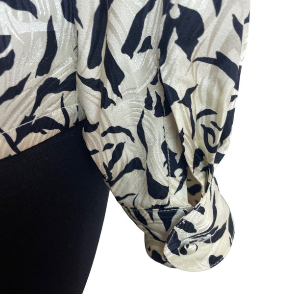 Vintage Fit-Yuel Women’s Black & White Abstract Print Long Sleeve Blouse