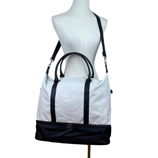 DSW Women’s White & Black Handles & Adjustable Strap Expandable Tote Bag Size XL