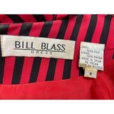 Vintage Bill Blass Women’s Red/Black Striped & Polka Dot Dress Long Sleeve Sz 8