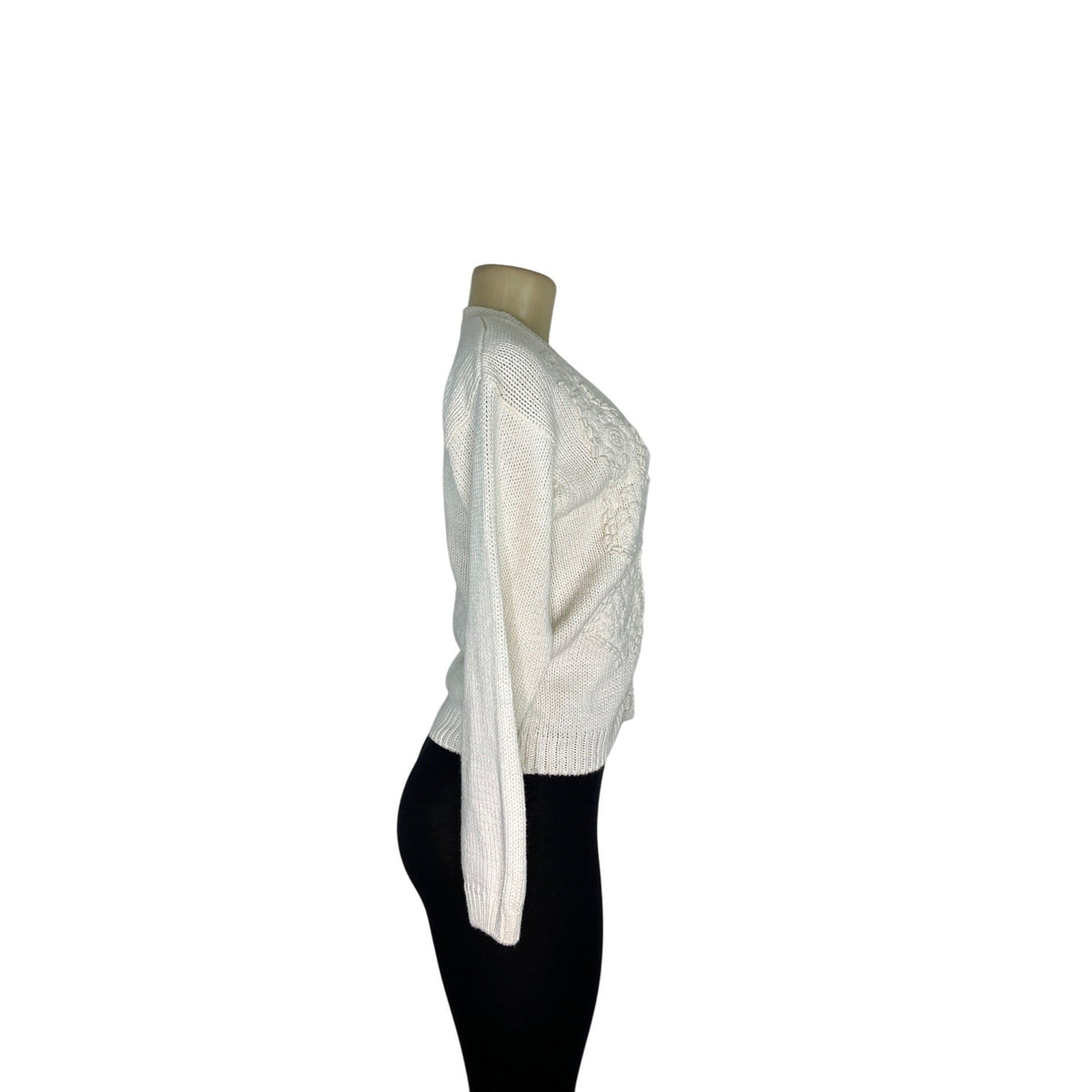 Vintage Emmas Garden Cream Button-Front Cardigan Sweater Size M