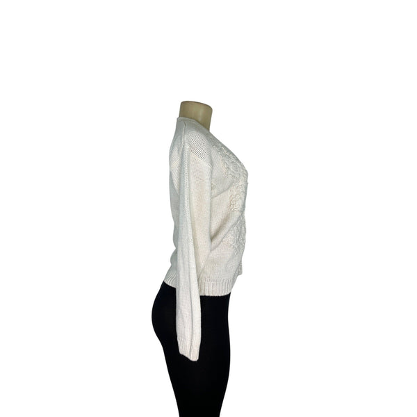 Vintage Emmas Garden Cream Button-Front Cardigan Sweater Size M