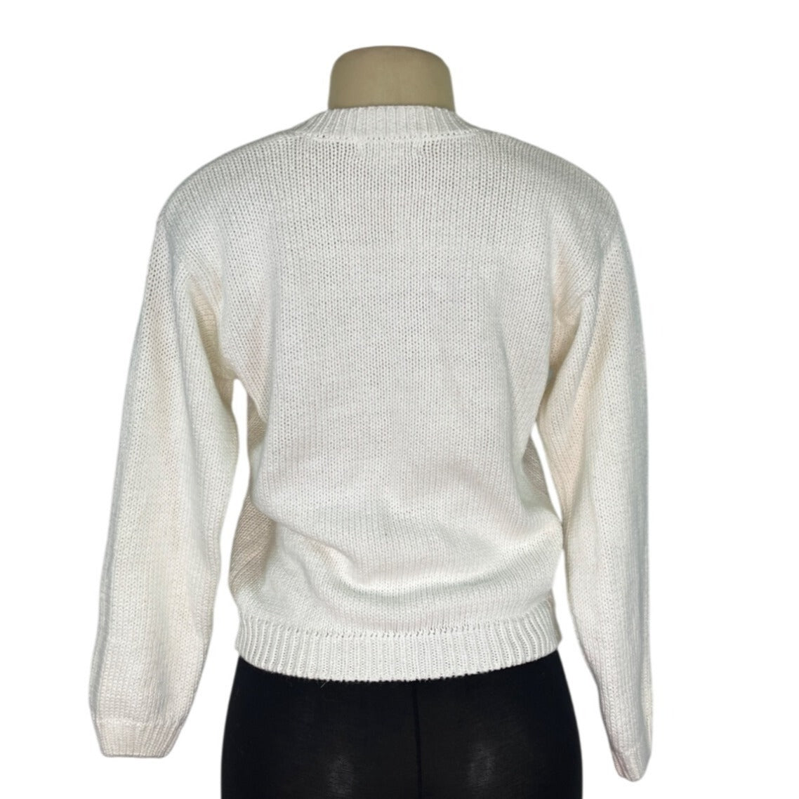 Vintage Emmas Garden Cream Button-Front Cardigan Sweater Size M