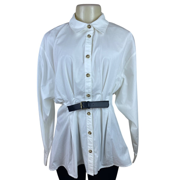 Anthropologie White Women’s Button Down Collared Shirt Sz 6 - New