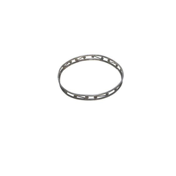 Vintage Silver-Plated Openwork Swirl Design Bangle Bracelet Womens Jewelry