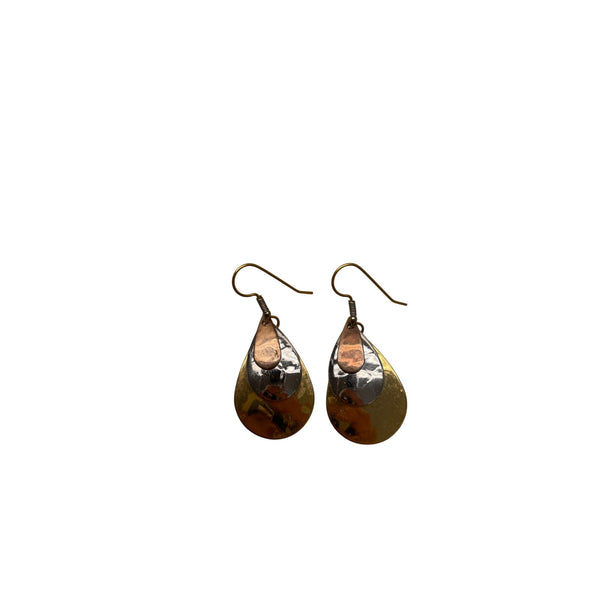 Handcrafted Brass & Copper Teardrop Dangle Earrings For Women