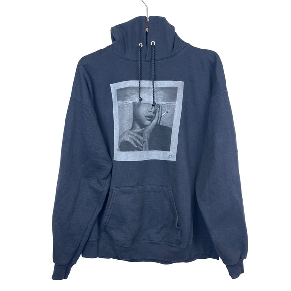 Hanes EcoSmart Mens Black Graphic Hoodie Recycled Content XL