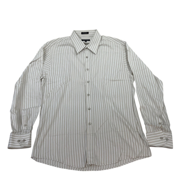 Jos. A. Bank Stays Cool Mens White & Blue Striped Dress Shirt Size 17-33