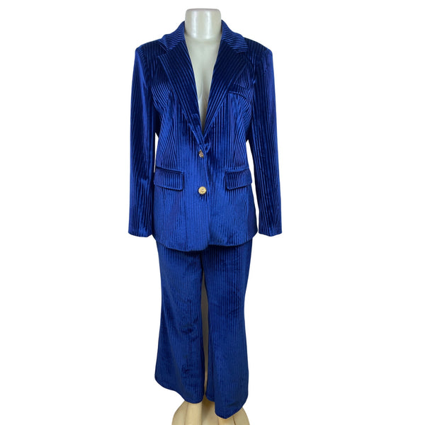 Lisueyne Collection Blue Velvet Women’s 2-Piece Suit Blazer & Pants Sz XL