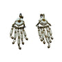 Vintage Womens White & Gold Beaded Dangle Clip-On Earrings Handmade Lightweight