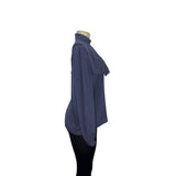 Vintage Ch Parienne Women's Gray Long Sleeve Scalloped Blouse With Sz 12