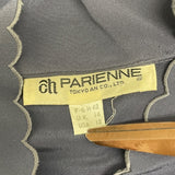 Vintage Ch Parienne Women's Gray Long Sleeve Scalloped Blouse With Sz 12
