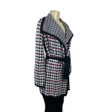 Anne Klein Womens Houndstooth Belted Cardigan Sweater S