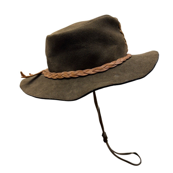 Suede Leather Handmade Australian Cowboy Western Hat Braided Band w/ Chin Strap