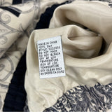 Vintage Peter Nygard Womens Jacket Beige Navy Baroque Print Elastic Hem Sz 14W