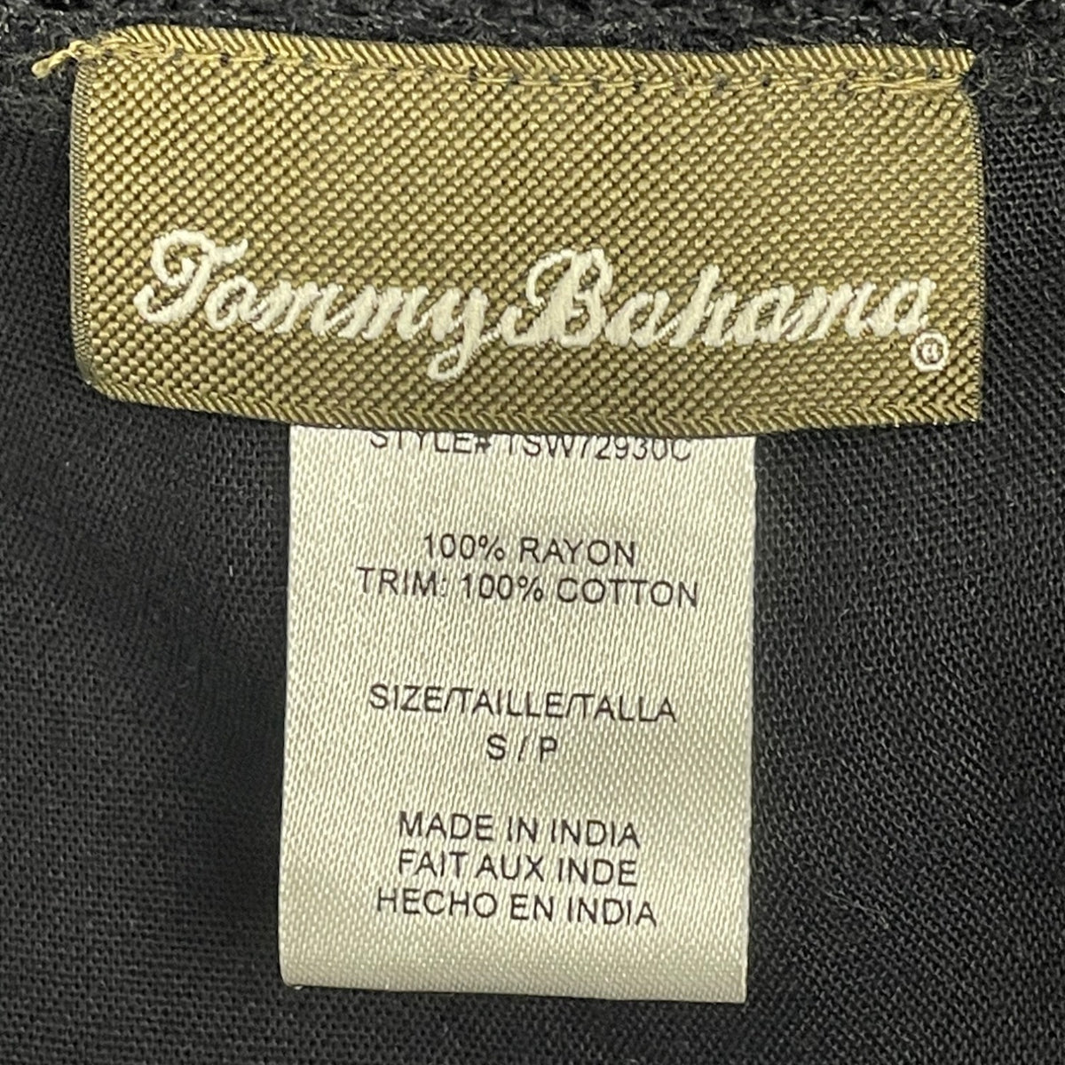 Tommy Bahama Black Poncho With Crochet Trim Size S/P