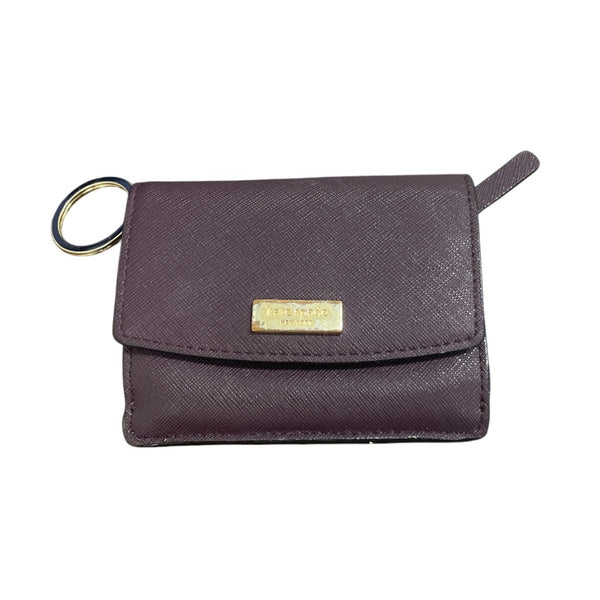 Kate Spade New York Womens Purple Saffiano Leather Keychain Wallet With ID Window