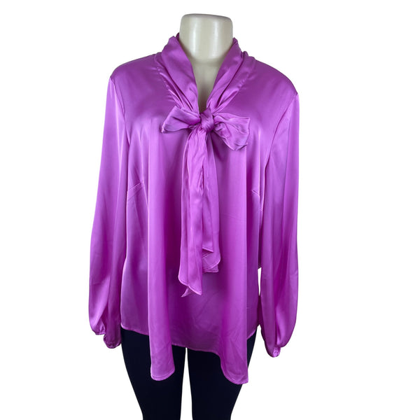 Bar III Womens Pink Polyester Blouse With Front Tie Detail Size 1X - New