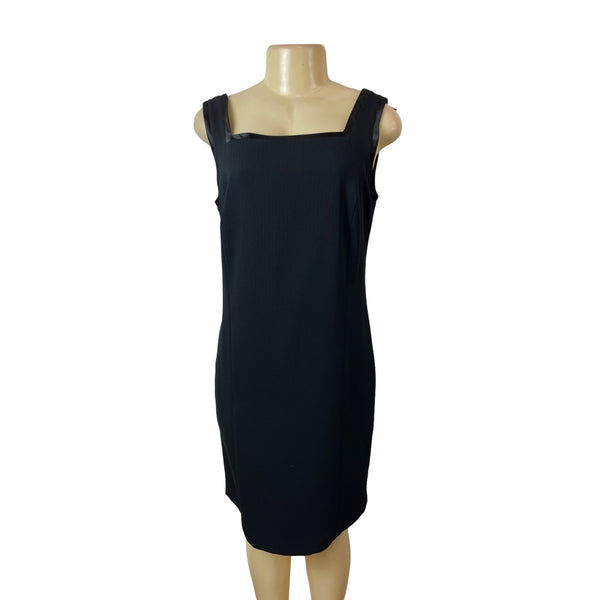 Garfield & Marks Sz 10 Black Loose-fit Knee Length Squared Collar Women's Dress