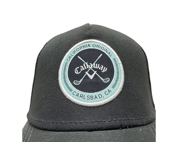 Callaway Black Trucker Hat With Patch Logo Snapback Closure Mesh Back