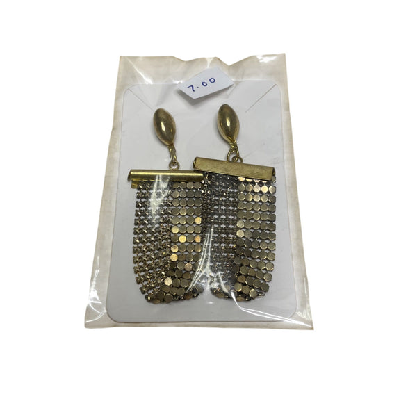Gold-Tone Mesh Dangle Earrings Elegant Statement Jewelry For Women