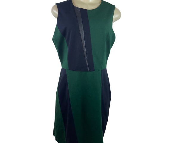 Vince Camuto Womens Colorblock Green & Black Sleeveless Sheath Dress Size 12