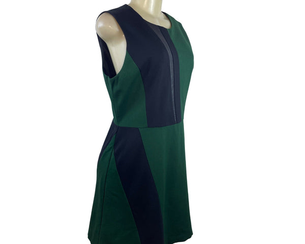 Vince Camuto Womens Colorblock Green & Black Sleeveless Sheath Dress Size 12