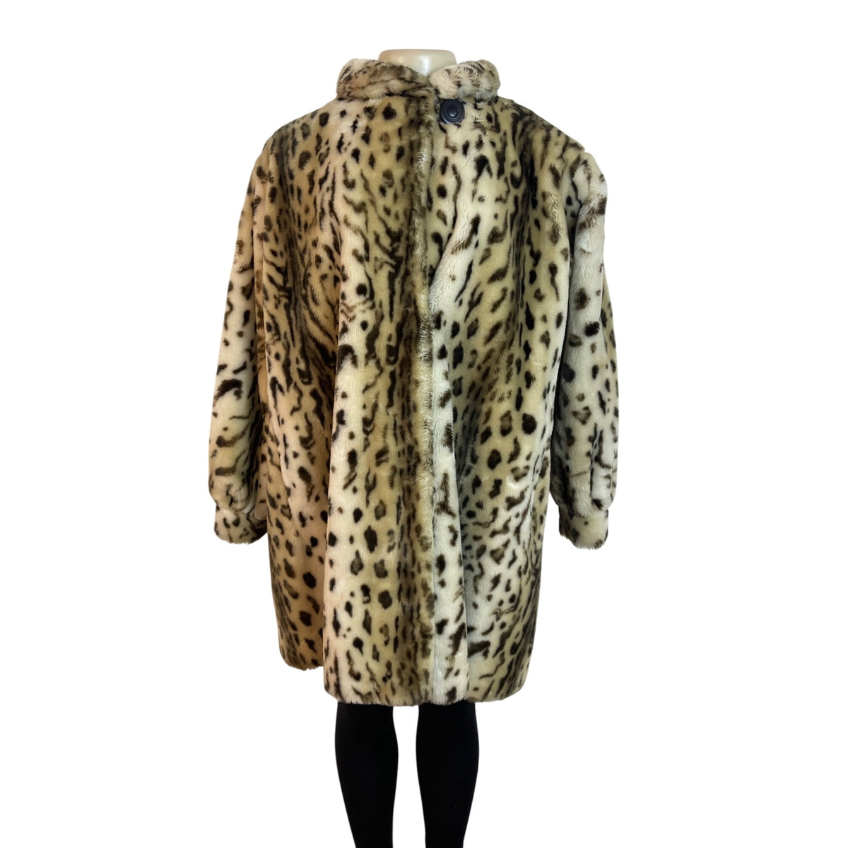 Vintage Leopard Print Faux Fur Coat