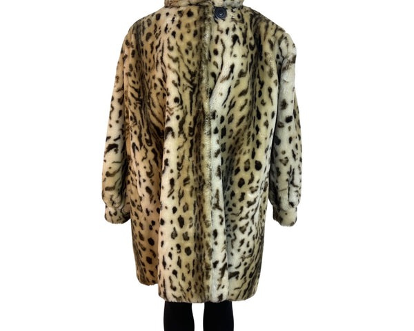 Vintage Leopard Print Faux Fur Coat