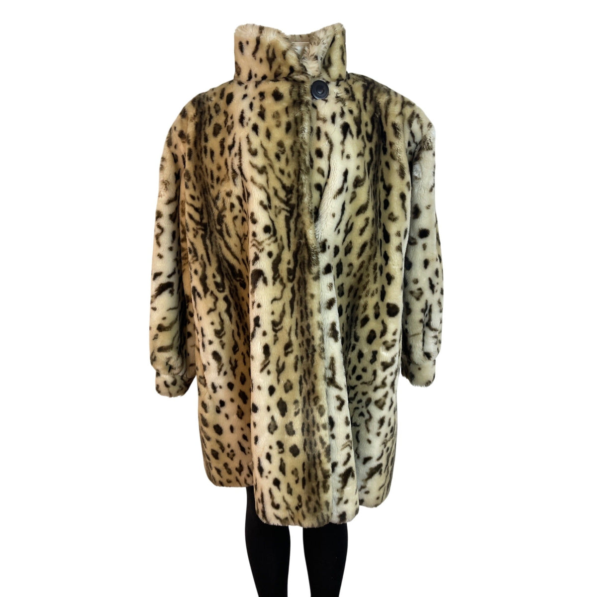 Vintage Leopard Print Faux Fur Coat