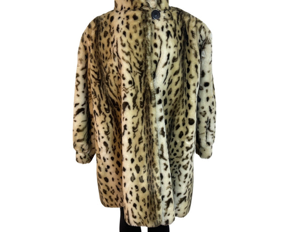 Vintage Leopard Print Faux Fur Coat